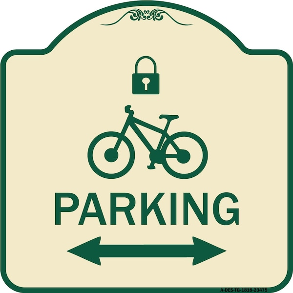 Signmission Parking W/ Lock Cycle & Bidirectional Arrow Heavy-Gauge Aluminum Sign, 18" x 18", TG-1818-23475 A-DES-TG-1818-23475 - main